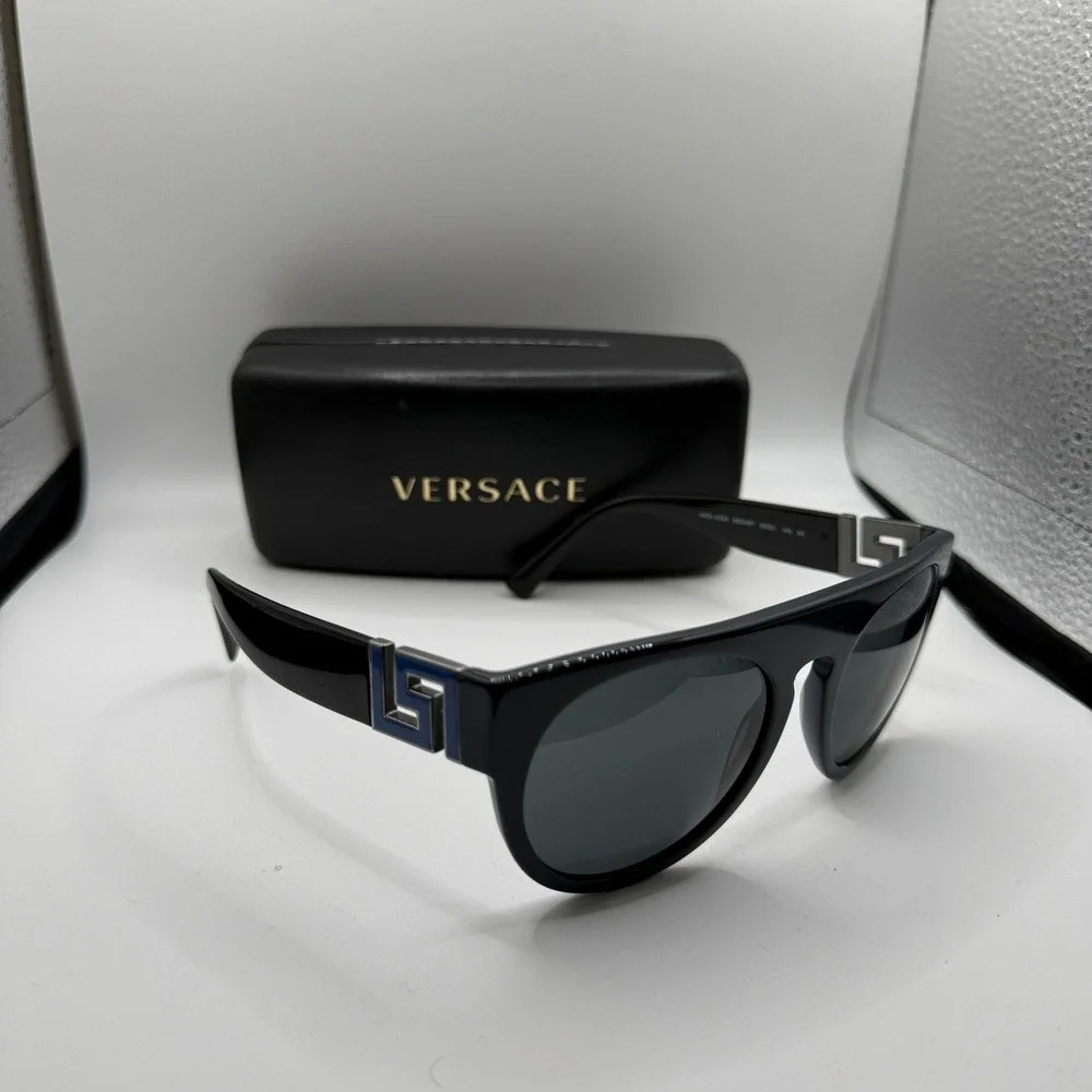 Versace MOD 4333 5230/87 Dark Blue Greca Logo Sunglasses Made in‎ Italy